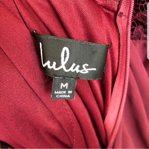 Lulu's Burgundy Maroon Lace Back Maxi Dress Medium - Picture 5 of 13